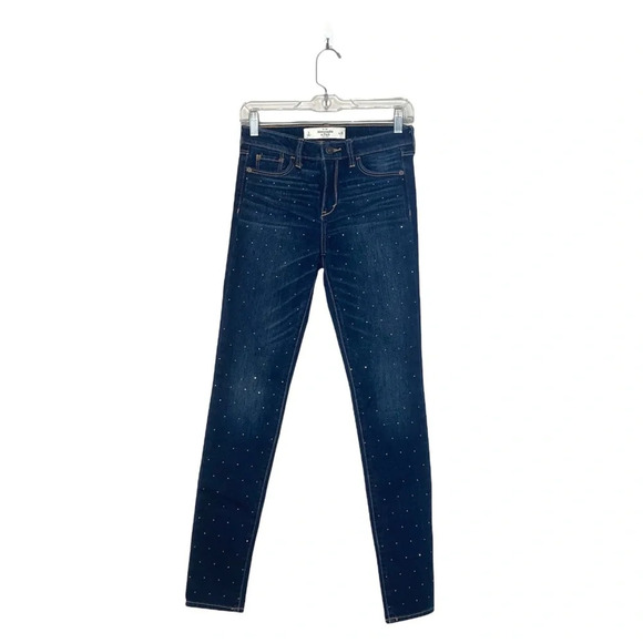 Abercrombie & Fitch Dark Wash Allover Rhinestone Mid-rise Skinny Jeans 25 Women - Picture 12 of 12